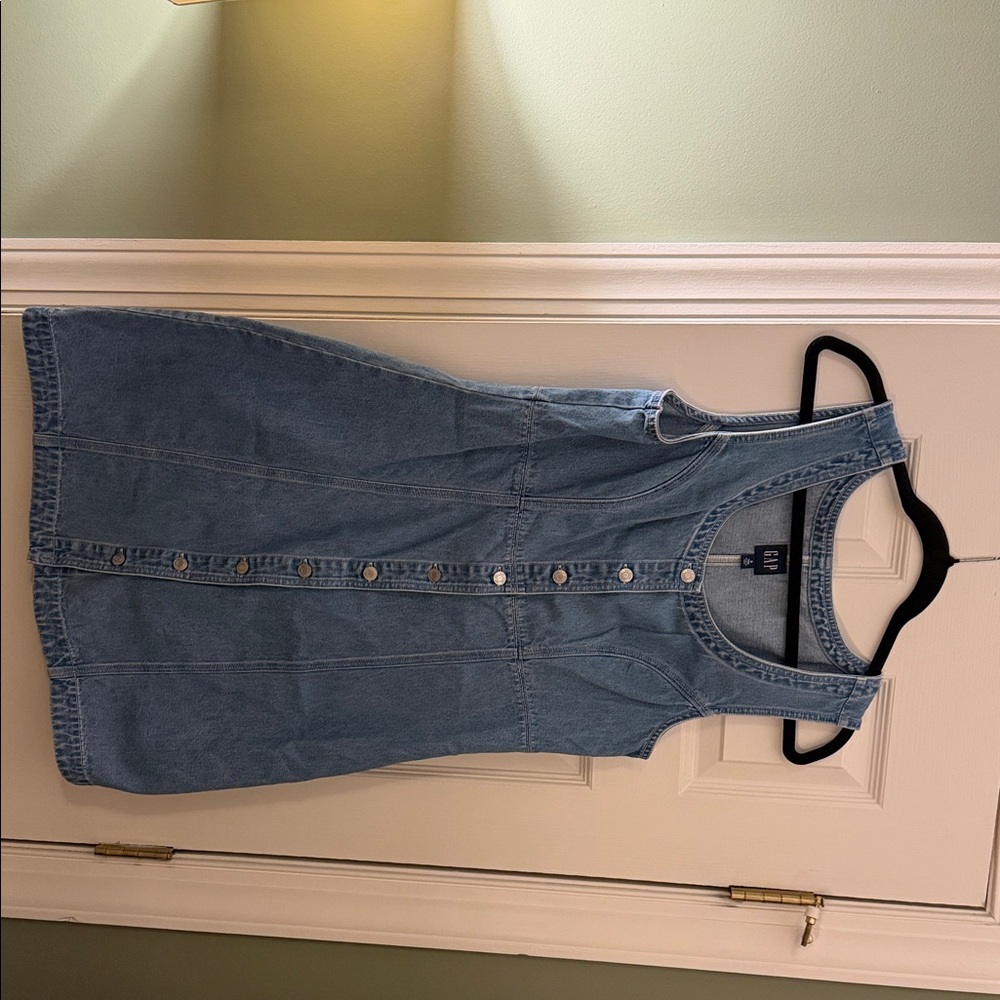 GAP Denim Button-Front Mini Dress Small Tall - Picture 3 of 6
